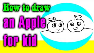 How to draw an APPLE cartoon for kid