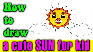 How to draw a cute SUN for kid