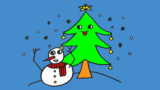 How to draw snowman and christmas tree, cách vẽ người tuyết với cây thông Giáng Sinh