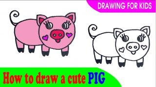 How to draw a CUTE PIG easy