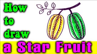 HOW TO DRAW A STAR FRUIT FOR KIDS
