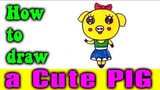 How to draw a Cute PIG easy for kids