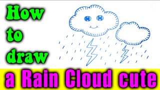 How to draw a cute RAIN CLOUD for kid