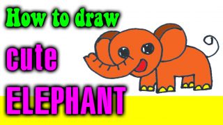 How to draw a CUTE ELEPHANT step by step