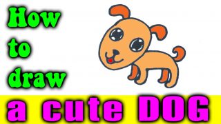 How to draw a CUTE DOG easy for kid