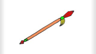 How to draw spear easy step by step, hướng dẫn vẽ CÁI GIÁO, CÂY THƯƠNG đơn giản từng bước một